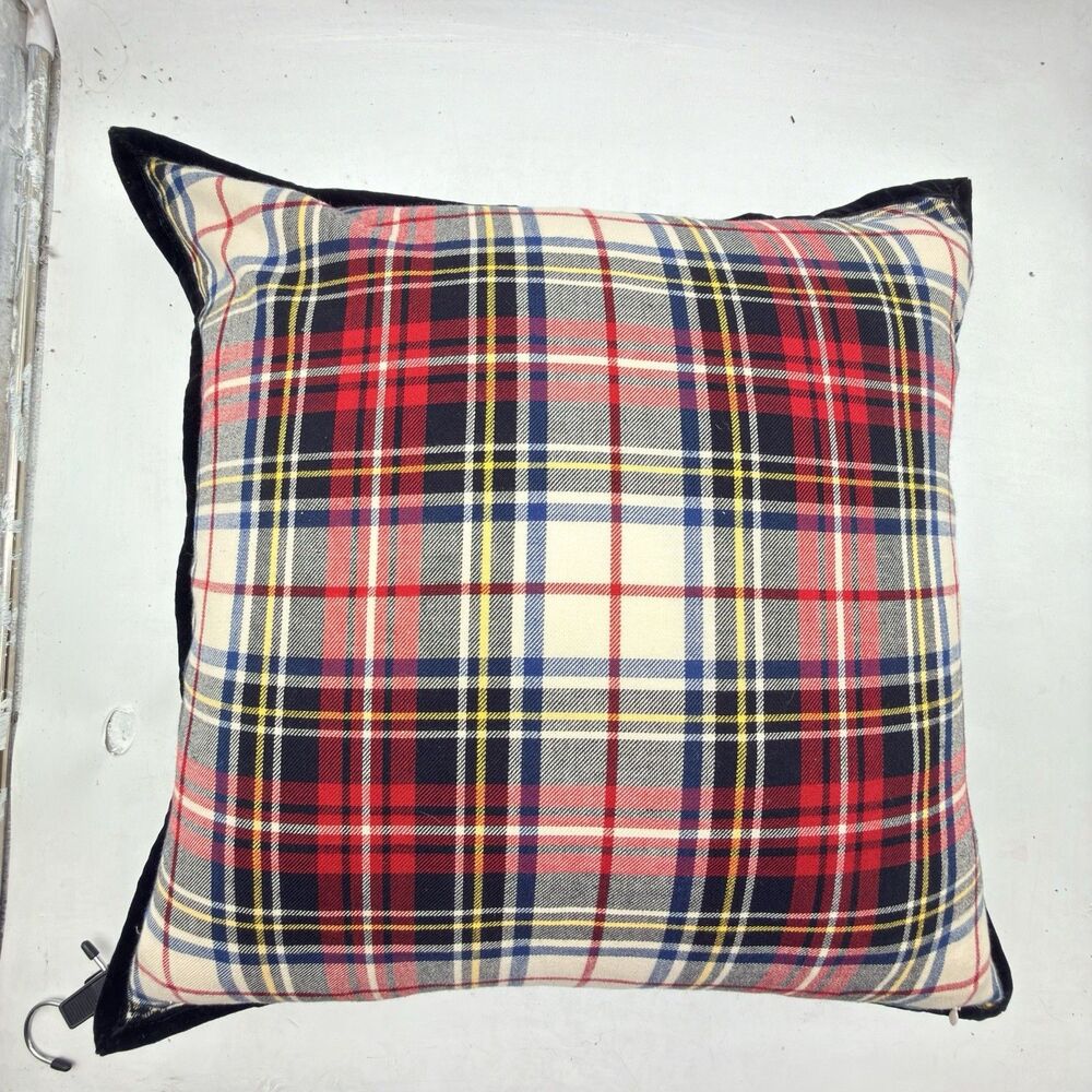 NEW Ralph Lauren Carson Plaid Throw Pillow 20x20 MSRP 100$ red/black/white